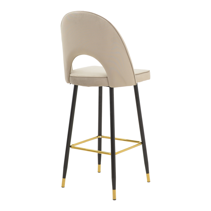 Bar stool Casenio pakoworld beige velvet-black-gold metal base