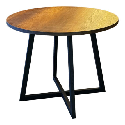 Sarah pakoworld table in walnut shade with black metal frame Φ90x75cm