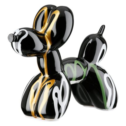 FIGURE, DOG, BALLOON DOG, CERAMICS, MULTICOLORED, BLACK, PU 2, L. 8 CM, W. 19 CM, H. 15 CM