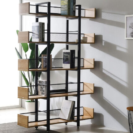 Musha pakoworld bookcase metal black with oak shade 120x22x185cm