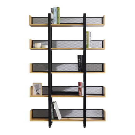 Musha pakoworld bookcase metal black with oak shade 120x22x185cm