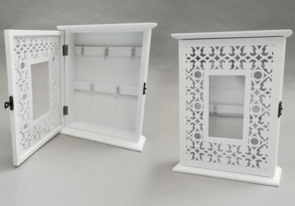 Key Holder With 5 Positions White Wood 20x6x26cm