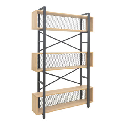 Fifer pakoworld bookcase in oak-black shade 120x28x185cm