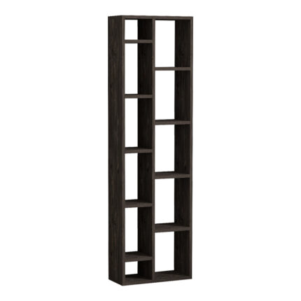 Minicu pakoworld bookcase in dark walnut shade 44.4x19.6x150cm
