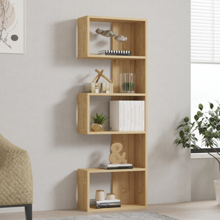 Cascade pakoworld bookcase in oak shade 51.8x22x150cm