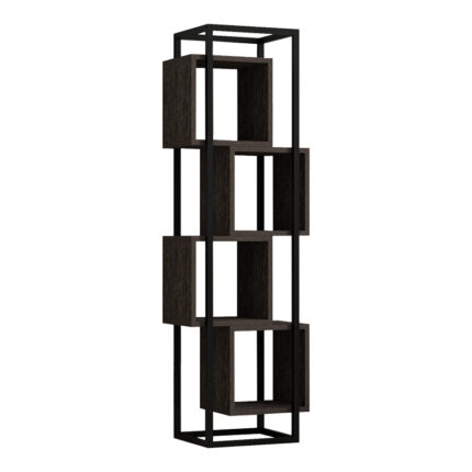 Gridur pakoworld bookcase in dark walnut shade 44x29x140cm