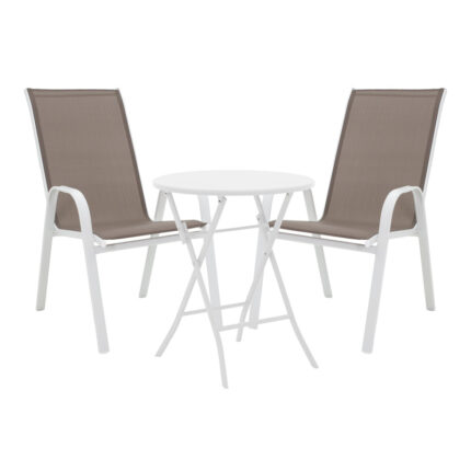 Albero-Calan pakoworld folding metal dining table in white shade D60x70cm