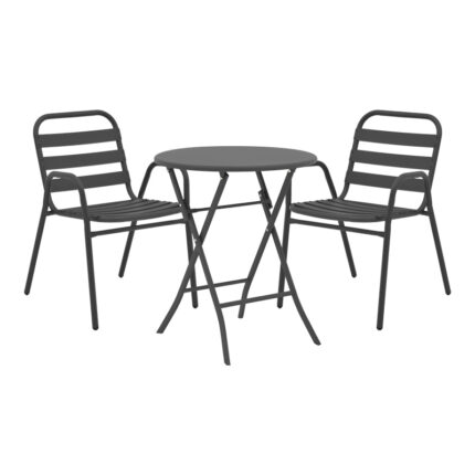 Albero-Sussie pakoworld folding metal dining table in anthracite shade D60x70cm