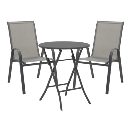 Albero-Calan pakoworld folding metal dining table in anthracite shade D60x70cm