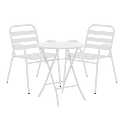 Albero-Sussie pakoworld metal dining table in white shade D60x70cm