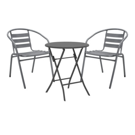 Albero-Tade pakoworld folding metal dining table in anthracite shade D60x70cm