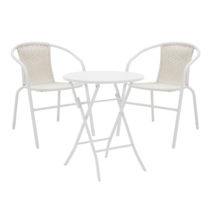 Albero-Obbi pakoworld folding metal dining table in white shade D60x70cm
