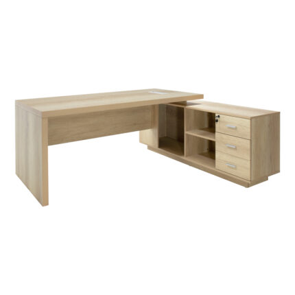 Reversible professional Amazon work desk by Pakoworld in natural shade, 200x170x75 cm.