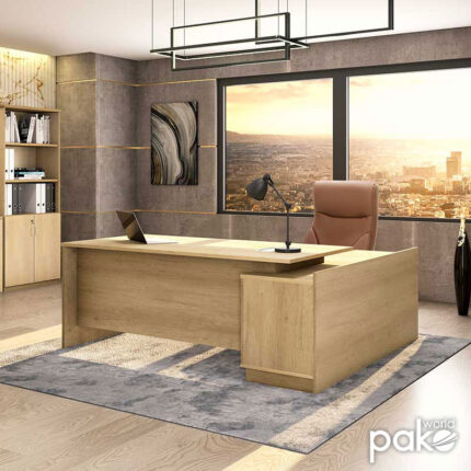 Work desk professional Amazon pakoworld left corner sonoma color 180x160x76cm