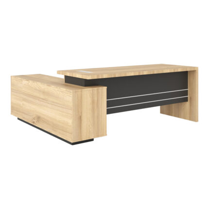 Reversible professional Lotus Pakoworld work desk in natural-dark grey color 200x170x75 cm.