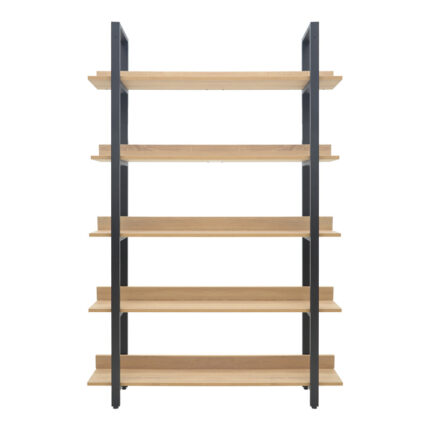 Almond pakoworld bookcase in oak-black shade 120x29x185cm