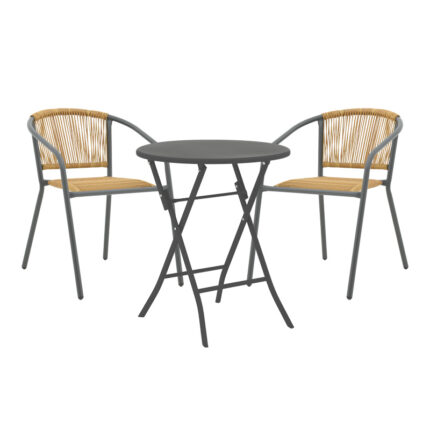 Albero-Lindaria pakoworld dining set 3pcs metal in anthracite shade