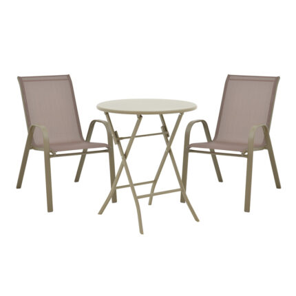 Albero-Calan pakoworld metal dining table in champagne shade D60x70cm