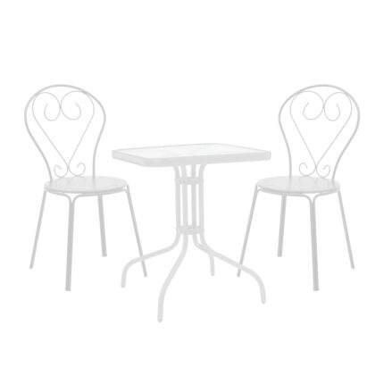 Watson-Chari pakoworld dining set 3pcs metal in white shade 70x70x70cm