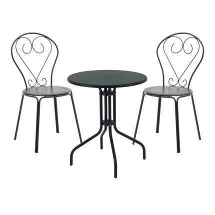 Vergo-Chari pakoworld dining set 3pcs metal in black shade