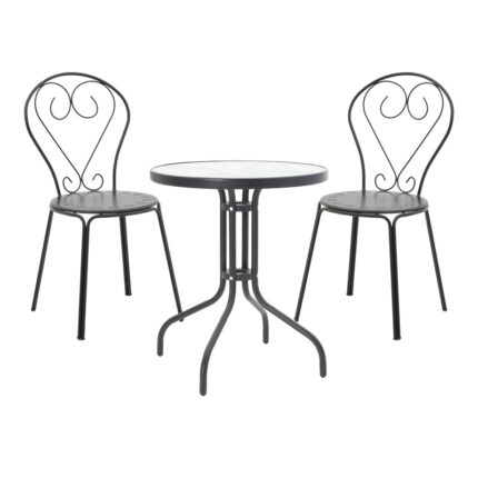 Watson-Chari pakoworld dining set 3pcs metal in black shade