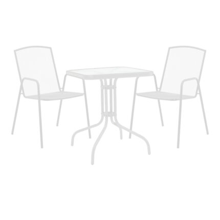 Watson-Pomedon pakoworld dining set 3pcs metal in white shade 70x70x70cm