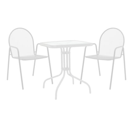 Watson-Tarete pakoworld dining set 3pcs metal in white shade 70x70x70cm