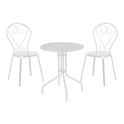 Vergo-Chari pakoworld dining set 3pcs metal in white shade