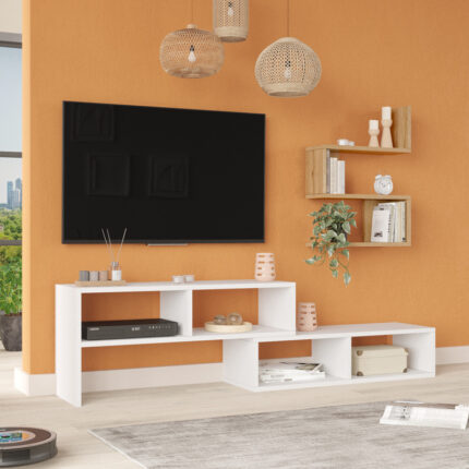 Kakomo pakoworld living room set in white-natural shade 170x29.5x43cm