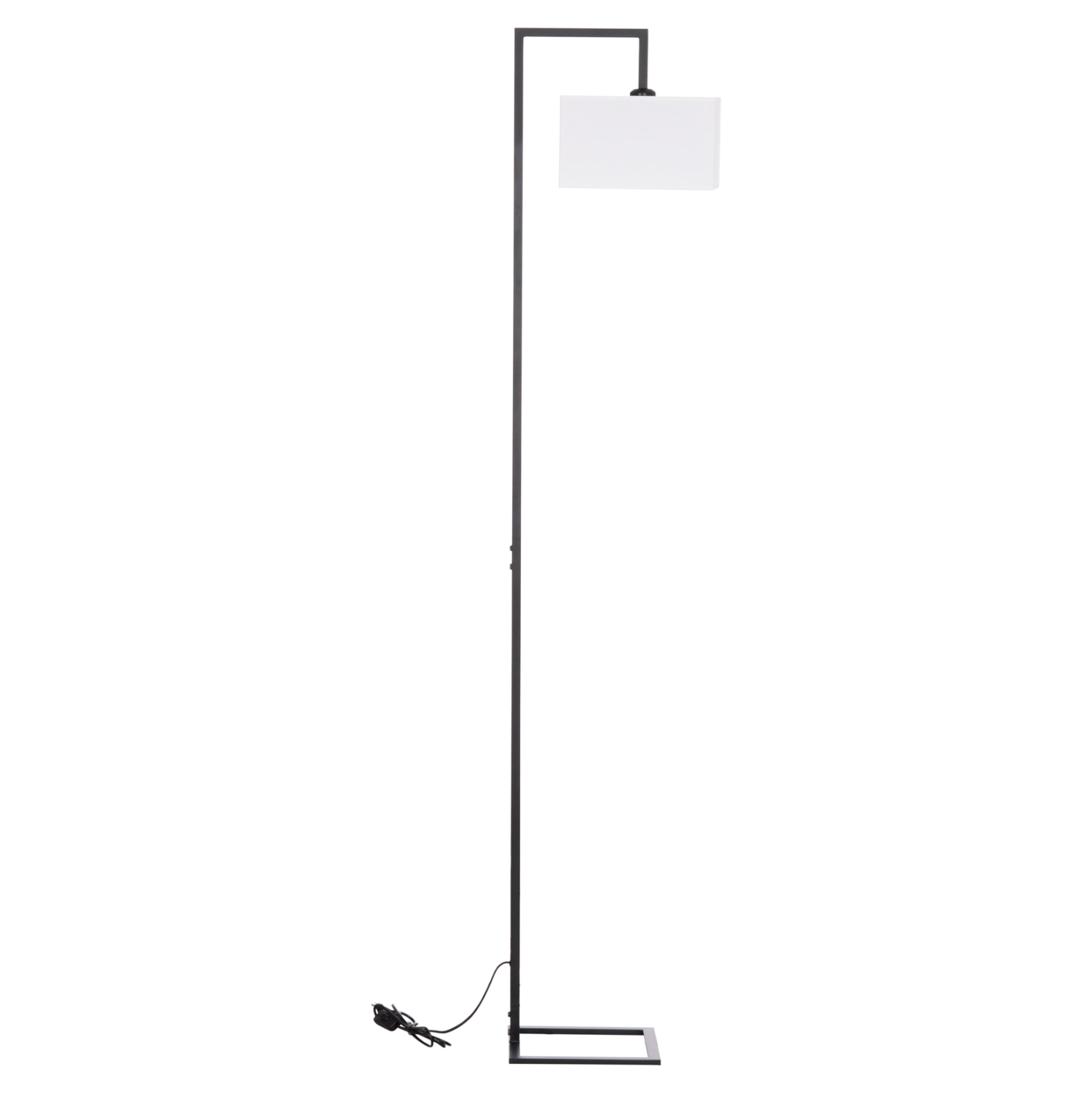 FLOOR STANDING LAMP BRANS BLACK METAL--WHITE PVC CAP