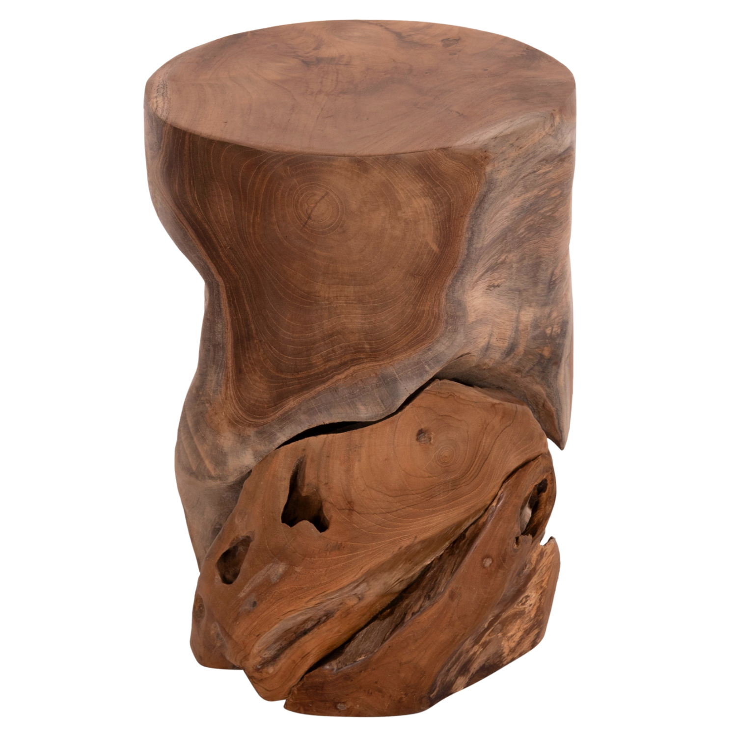 SIDE STOOL/TABLE STOMP TEAK WOOD--NATURAL COLOR