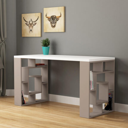 Working Table Labirent pakoworld in white-mocha 140x60x75cm
