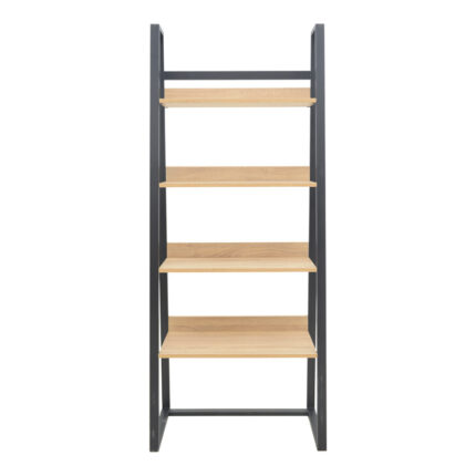 Ryder pakoworld bookcase in oak-black shade 75x36x185cm