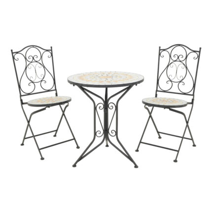 Sellis pakoworld dining set 3pcs mosaic-metal black
