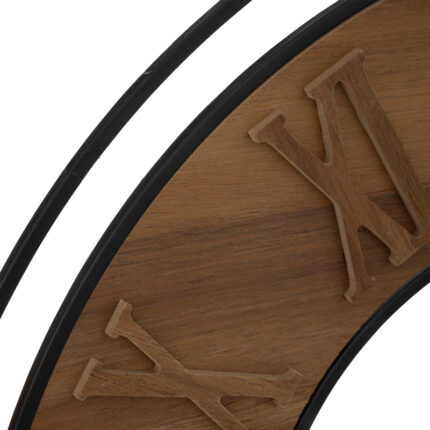 Wall clock Dorino pakoworld brown color mdf-black metal D65.5x4cm