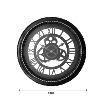 Ferm Inart wall clock in antique black and gold tone D61x6cm