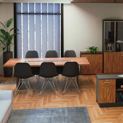 Professional conference table Oscar pakoworld 5cm walnut-anthracite 240x120x76cm