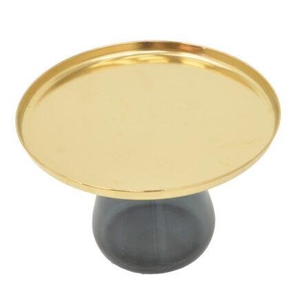 Coffee table Kunlo Inart gold chrome-black glass D60x42cm