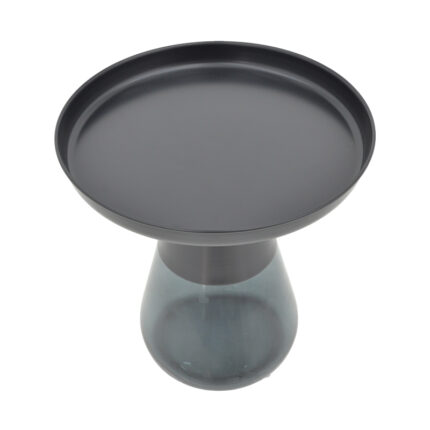 Coffee table Kunlo Inart black metal-black glass D50x53.5cm