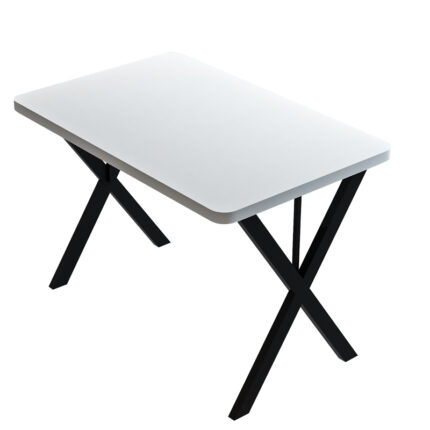 Zeryin pakoworld melamine table in white shade and black metal leg 110x70x75cm