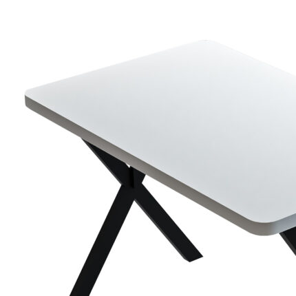 Zeryin pakoworld melamine table in white shade and black metal leg 110x70x75cm