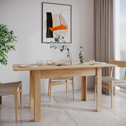 Dining table Quiin pakoworld expandable melamine in oak color 120-164x70x73.5cm