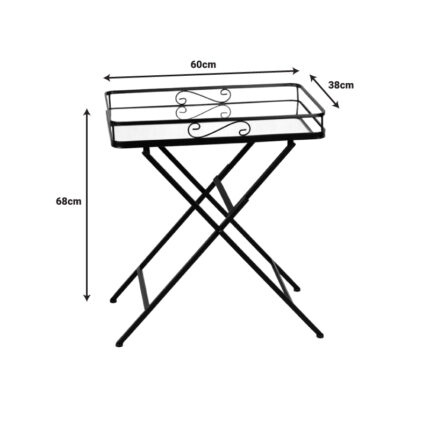 Joene Inart foldable table black metal-mirror glass 60x38x68cm