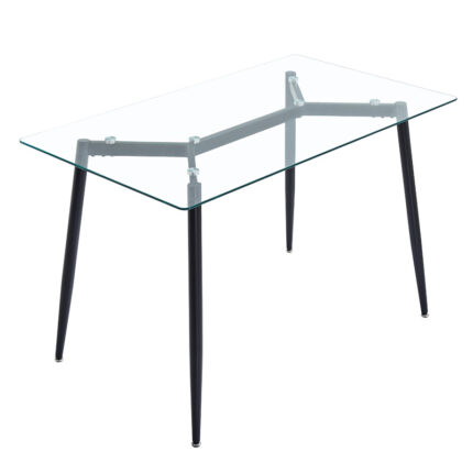 Dining table QUANA pakoworld transparent glass with black legs 120x70x75cm