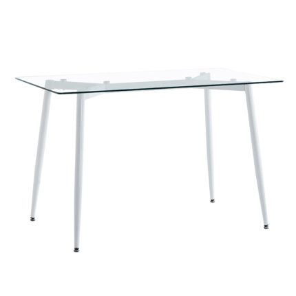 Dining table QUANA pakoworld transparent glass with white legs 120x70x75cm