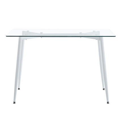Dining table QUANA pakoworld transparent glass with white legs 120x70x75cm