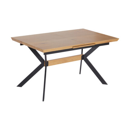 Jessamy pakoworld table expandable MDF 43mm in natural shade and metal leg black 160/200x90x76cm