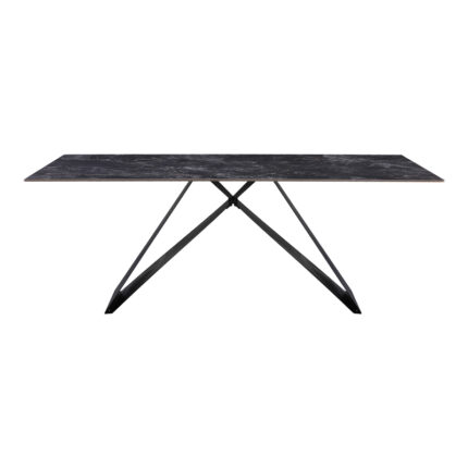 Kitchen table Meja pakoworld sintered black stone with black metal legs 200x100x76cm