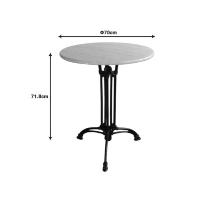 Bastile marble table pakoworld cast iron in white-black shade Φ70x71.8cm
