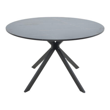 Table Xuson pakoworld black marble color top-black metal legs D120x75cm